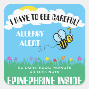 Multiple Food Allergy Alert Bumble Bee Stickers