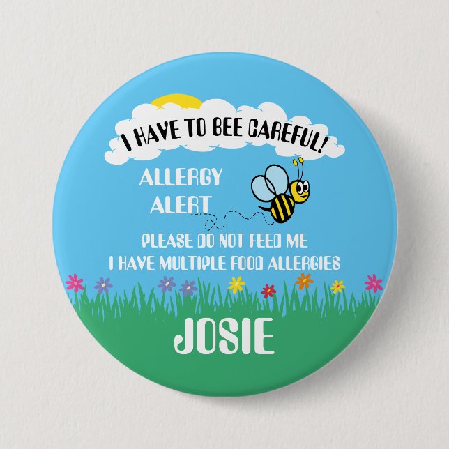 Multiple Food Allergy Alert Do Not Feed Bee 7.5 Cm Round Badge (Front)