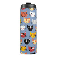 Multiple Fun Kitty Cats Pattern Blue