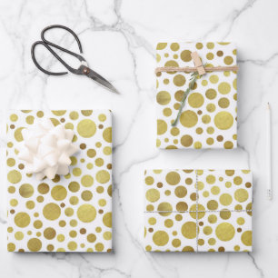 Multiple Golden Circles on White Wrapping Paper Sheet