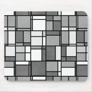 Multiple Grey White Mondrian Inspired Pattern Mouse Mat