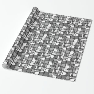 Multiple Grey White Mondrian Inspired Pattern Wrapping Paper