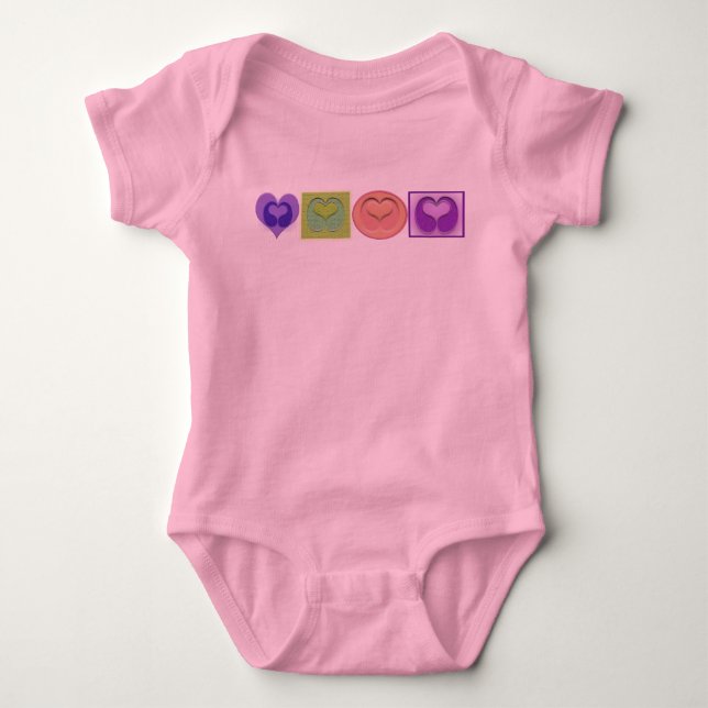 Multiple Hearts & Colours Baby Bodysuit (Front)