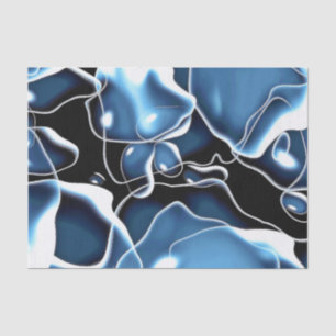 Multiple irregular shaped blue, and black bubbles tissue paper
