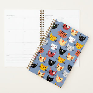 Multiple Kitty Cats Cute Pattern Blue Planner
