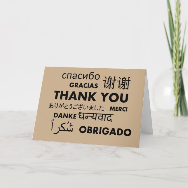 Multiple Language Black & White Thank You (Front)