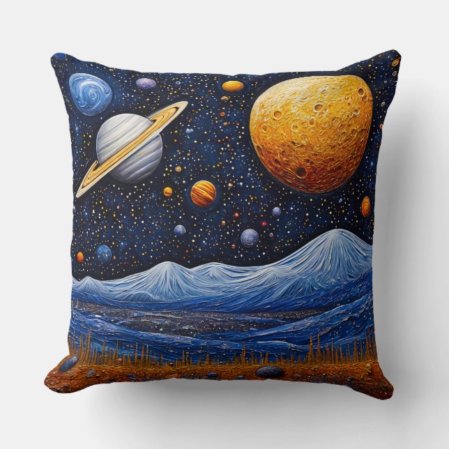 Multiple Moons Above a Martian-like Surface Cushion (Front)