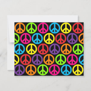 Multiple Multicolor Peace Signs Invitation