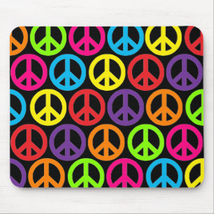 Multiple Multicolor Peace Signs Mouse Mat