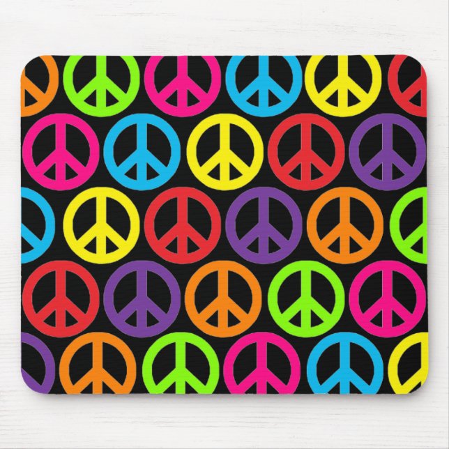 Multiple Multicolor Peace Signs Mouse Mat (Front)