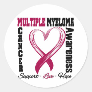 Multiple Myeloma Awareness Brushed Heart Ribbon Classic Round Sticker