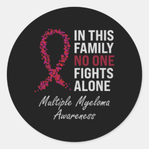 Multiple Myeloma Awareness Burgundy Ribbon Family  Classic Round Sticker