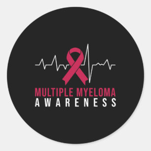 Multiple Myeloma Awareness Heartbeat  Classic Round Sticker