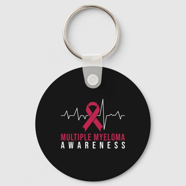Multiple Myeloma Awareness Heartbeat  Key Ring (Front)