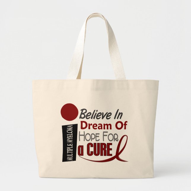 Multiple Myeloma BELIEVE DREAM HOPE Large Tote Bag (Front)
