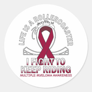 Multiple Myeloma cancer awareness burgundy ribbon Classic Round Sticker