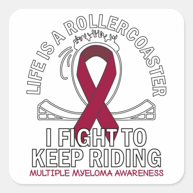 Multiple Myeloma cancer awareness burgundy ribbon Square Sticker (Front)