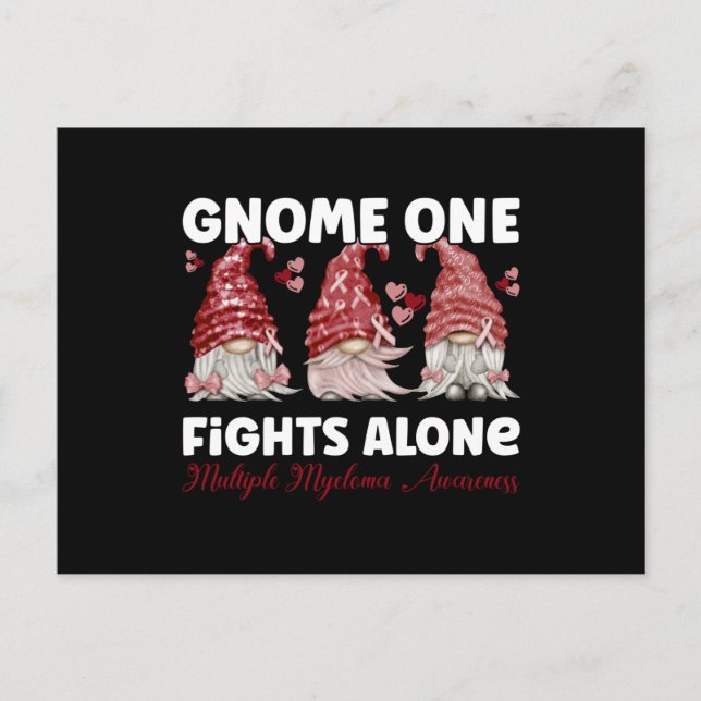 Multiple Myeloma Cancer Burgundy Ribbon Gnome Postcard (Front)