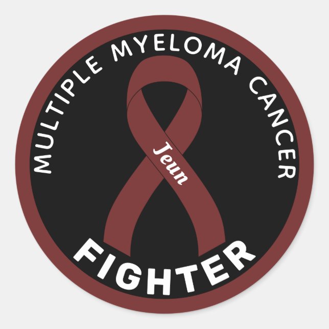 Multiple Myeloma Cancer Fighter Ribbon Black Classic Round Sticker (Front)