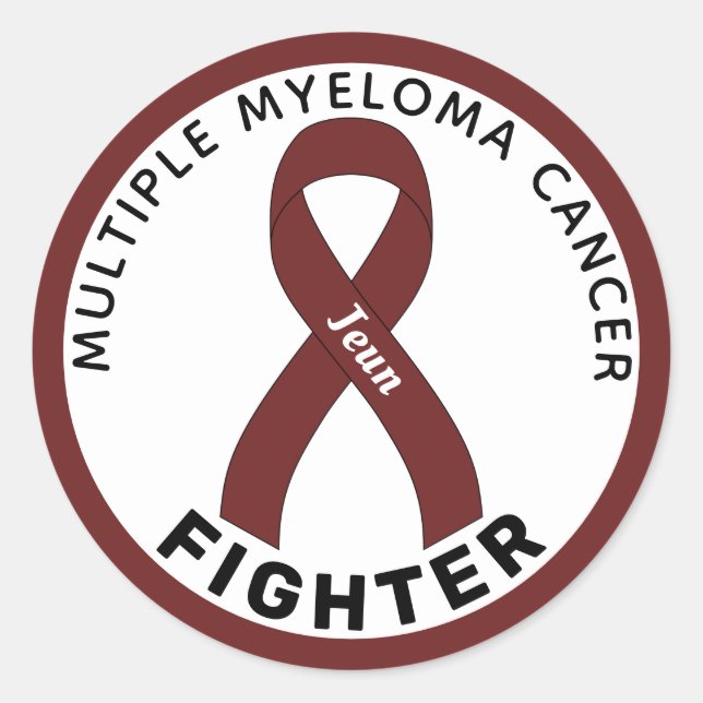 Multiple Myeloma Cancer Fighter Ribbon White Classic Round Sticker (Front)