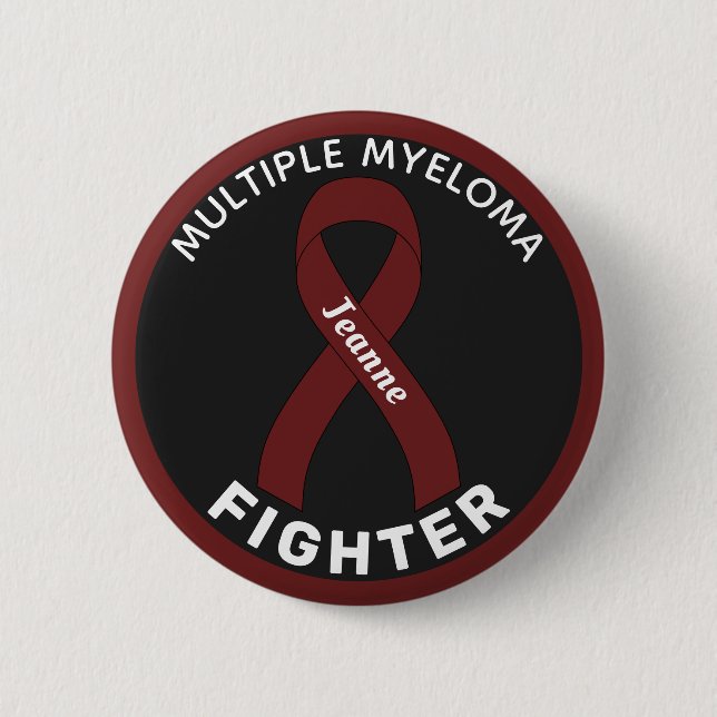 Multiple Myeloma Fighter Ribbon Black Button (Front)