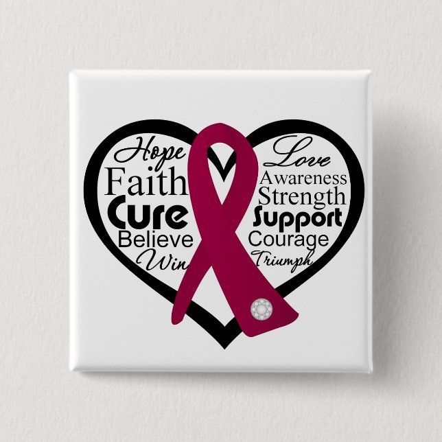 Multiple Myeloma Heart Ribbon Collage 15 Cm Square Badge (Front)