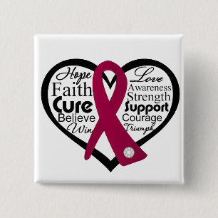 Multiple Myeloma Heart Ribbon Collage 15 Cm Square Badge