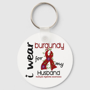 Multiple Myeloma I WEAR BURGUNDY FOR MY HUSBAND 43 Key Ring