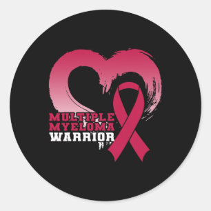 Multiple Myeloma Warrior Awareness Heart Classic Round Sticker