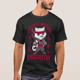 Multiple Myeloma Warrior Ninja Kitty Cat & Burgund T-Shirt