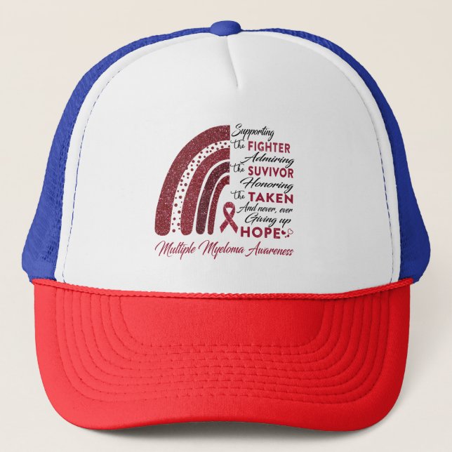Multiple Myeloma Warrior Supporting Fighter Trucker Hat (Front)