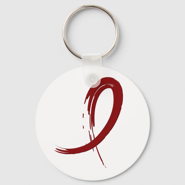 Multiple Myeloma's Burgundy Ribbon A4 Key Ring (Front)