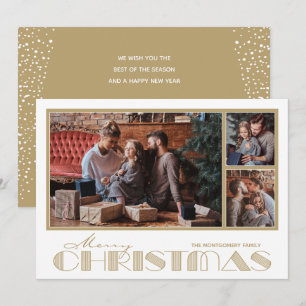  Multiple Photo Gold Merry Christmas Holiday Card