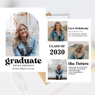 Multiple Photo Graduation Card, Minimalist Senior Invitation