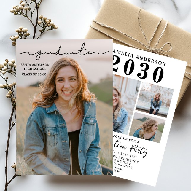  Multiple Photo Graduation Card, Minimalist Senior Invitation (Creator Uploaded)