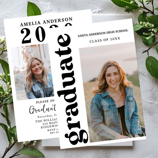  Multiple Photo Graduation Card, Minimalist Senior Invitation (Creator Uploaded)