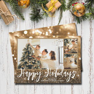 Multiple Photo Happy Holidays Sparkle Holiday Card