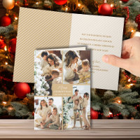 Multiple Photo Merry Christmas Folded Gold