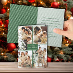 Multiple Photo Merry Christmas Folded Green Holiday Card<br><div class="desc">Four photos in a unique grid pattern on the front of these folded Christmas cards feature the greeting Merry Christmas and Happy New Year in chic lettering with a green border. Your personal greeting and names are printed on the inside. MORE colours in our collection.</div>