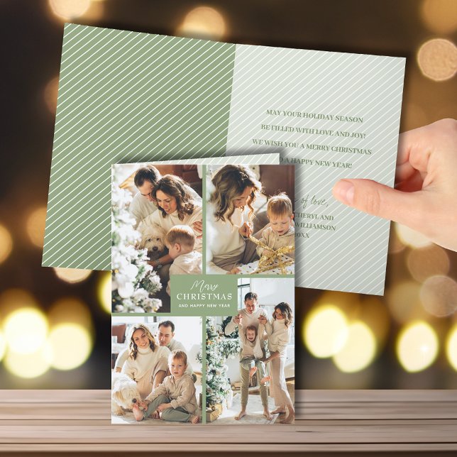 Multiple Photo Merry Christmas Folded Holiday Card (Creator Uploaded)