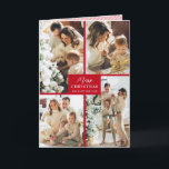 Multiple Photo Merry Christmas Red Folded Holiday Card<br><div class="desc">Four photos in a unique grid pattern on the front of these folded Christmas cards feature the greeting Merry Christmas and Happy New Year in chic lettering with a red. Your personal greeting and names are printed on the inside.</div>