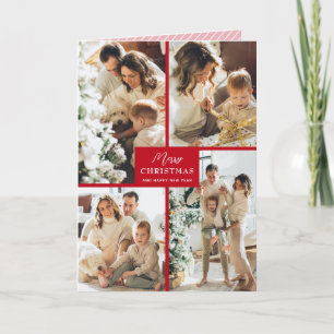 Multiple Photo Merry Christmas Red Folded Holiday Card