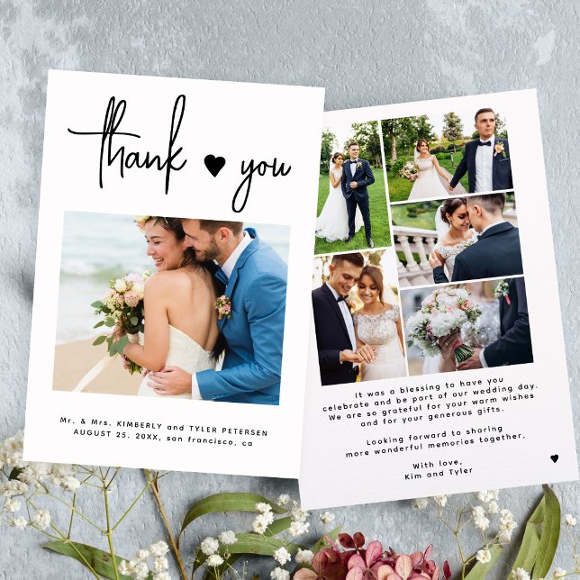 Multiple photo modern wedding  thank you card (Creator Uploaded)
