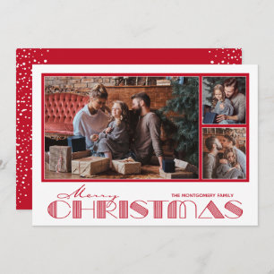 Multiple Photo Red Merry Christmas Holiday Card