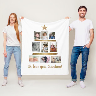 Multiple Photo We Love you Grandma Christmas tree Fleece Blanket