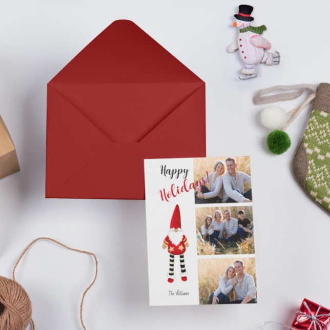 Multiple Photo with illustrated Santa Holiday Card (Creator Uploaded)