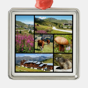 Multiple photos La Plagne Metal Tree Decoration