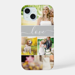 Multiple photos love script newlywed bride custom iPhone 15 case