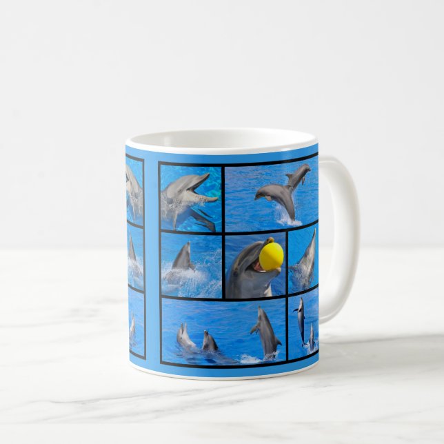 Multiple photos of dolphins coffee mug (Front Right)