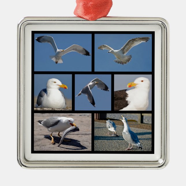 Multiple photos of seagulls metal tree decoration (Front)